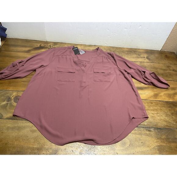 torrid Tops - Torrid Women’s Plus Size 1X Harper Pullover 3/4 Sleeve Blouse - Wild Ginger